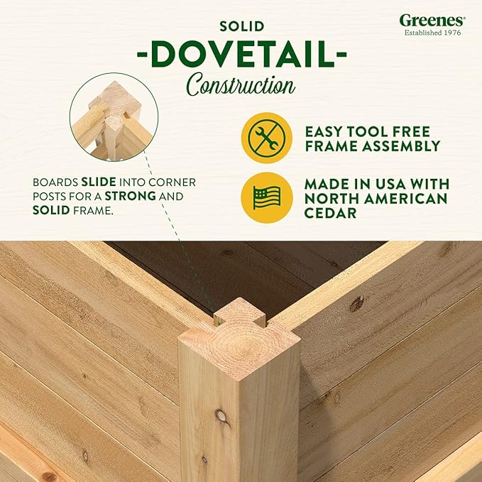 Greenes Fence Premium Cedar Elevated Garden Bed 24 W x 48 L x 31 H (3/4 Thick) - Made in USA with North American Cedar