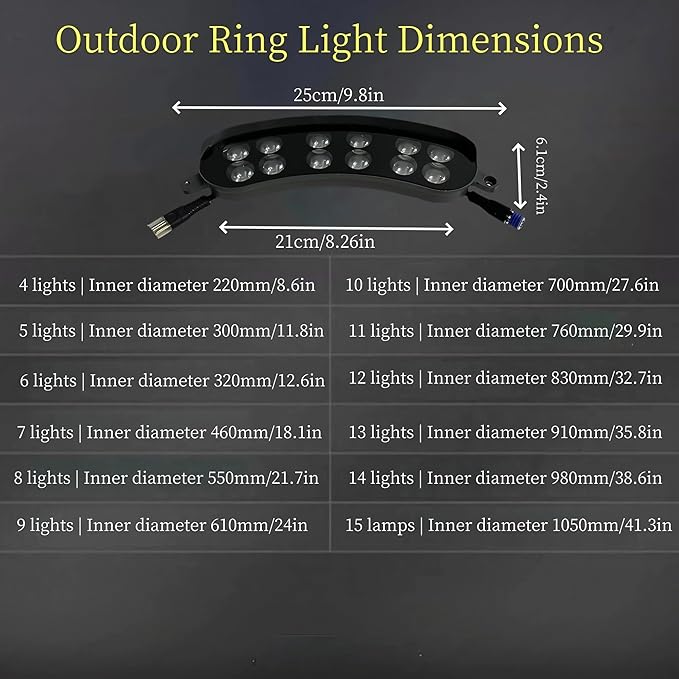 Interlocking Ring Tree Lights Outdoor - IP65 Waterproof 24V LED Landscape Uplighting 3000K Warm White for Palm Trees &amp Garden Expandable Aluminum Spotlights(4 Pack)