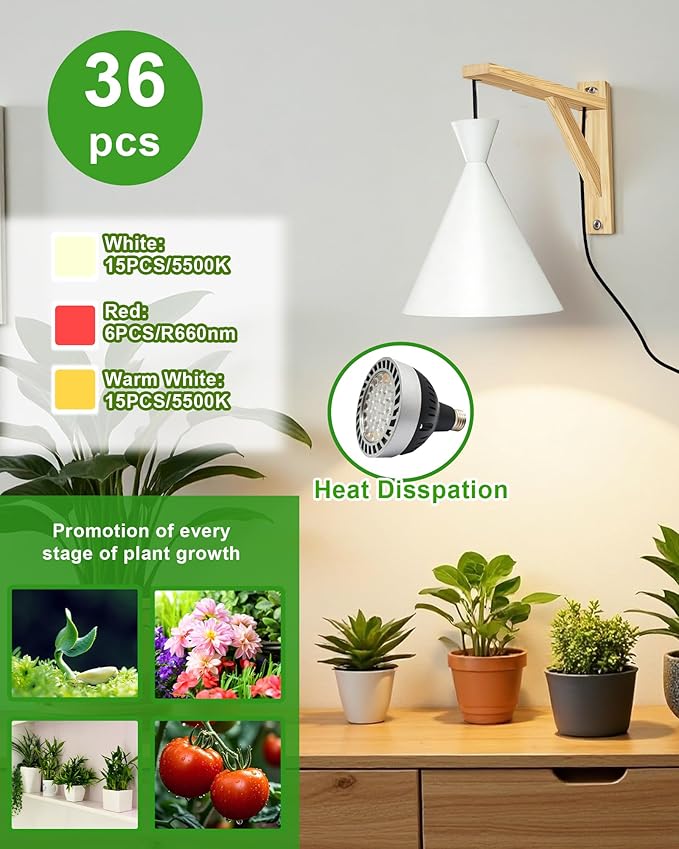 Arikashi Hanging Grow Light LED Growing Light Full Spectrum for Indoor Plants4/8/12H Timer Height Adjustable Grow Lamp for Large Plants