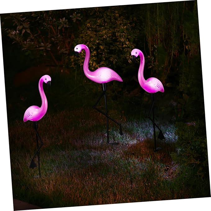 Gadpiparty Flamingo Solar Lights Outdoor 3 Led Solar Garden Light Waterproof Ground Spotlight Unique Flamingo Design Landscape Lighting