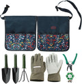 Garden Tool Set 8 Pcs Stainless Steel Heavy Duty Metal Gardener Gardening Hand Tool Set with Belt Bag Includes 8 Small Pockets Outdoor Heavy Duty Gardening Work Set with Ergonomic Handle