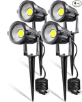 LED Landscape Lights5W 120V AC Outdoor Pathway Garden Yard SpotlightIP65 Waterproof Garden Flood LightOutdoor Spotlight with StakeUL Cord 5-ft with Plug (Pack of 4 Daylight White)