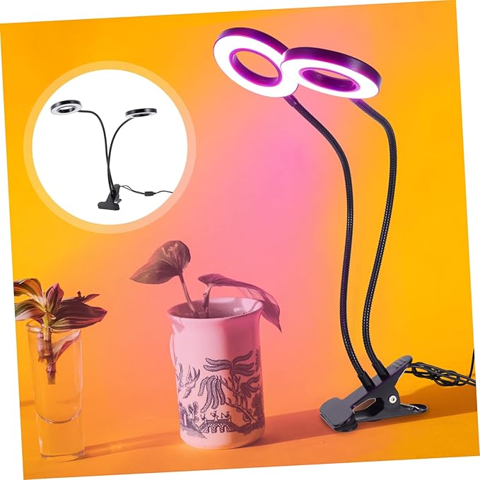 Adjustable LED Plant Growth Lamp Timer Dual-Head Clip-On Light for Indoor Use 5V Greenhouse Growing Light for Vegetables and Flowers