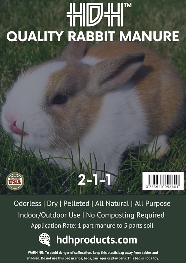 HDH Quality Rabbit Manure 2-1-1 10 lb Bag of Dry Pellets