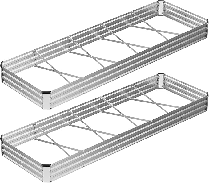 DUMOS Galvanized Raised Garden Bed 12 x 4 x 1 ft Easy Assembly Outdoor Metal Planter Box Rust-Resistant Steel Garden Bed for Vegetables Flowers Herbs
