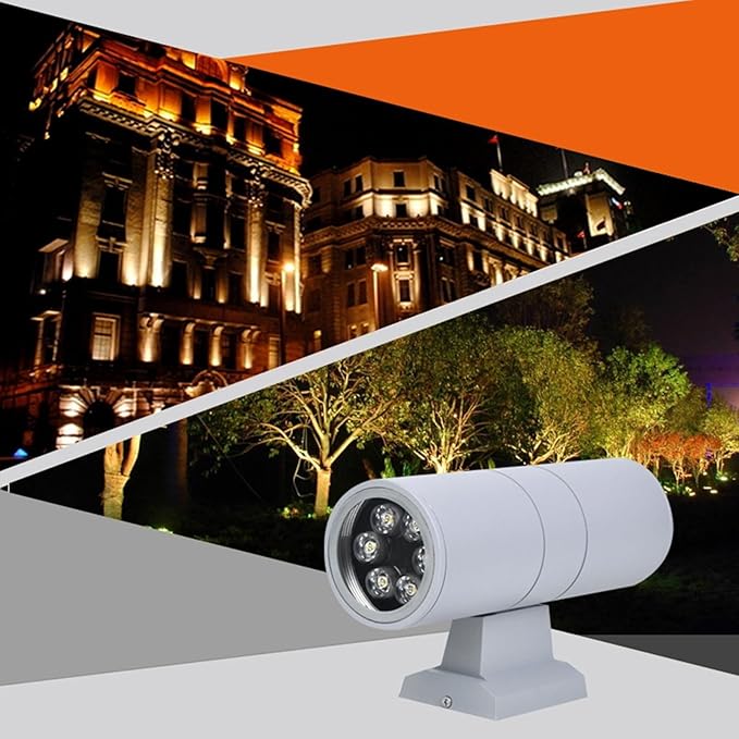 Double Head Up and Down Irradiation Outdoor Wall Washer Lights Spotlight Led Beam Light IP65 Waterproof Villa Courtyard Pillar Lamp 220V Exterior Landscape Lighting(Warm White Light18w)
