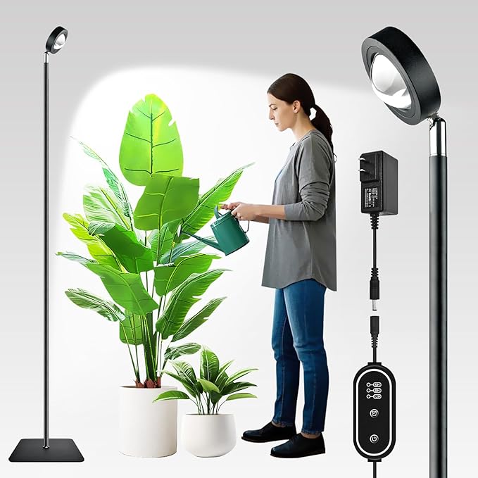 20WFull Spectrum Grow Light 3000LM High-CRI COB LED Floor Lamp with 6/8/12H Timer Adjustable Height (28-83) &amp Angle Grow Lights for Indoor Plants Succulents &amp Flowers (daylight 6000K)