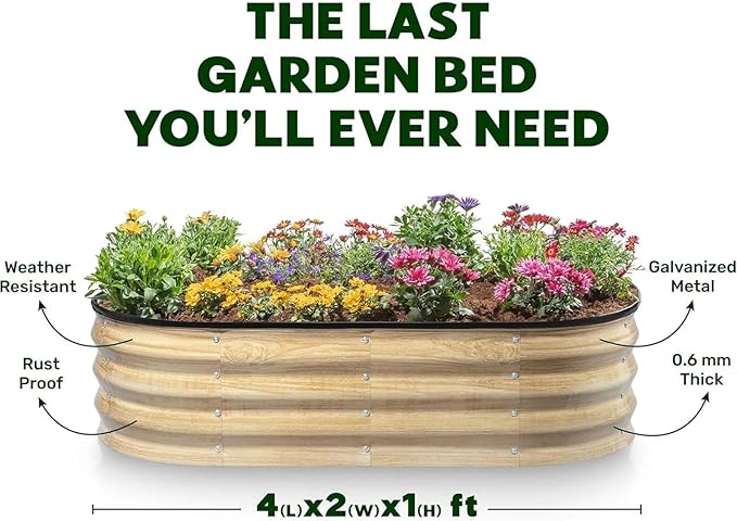 Raised Garden Bed 4×2×1 Ft Galvanized Raised Garden Beds Outdoor Planter Raised Beds for Gardening Vegetables Flowers for VegetableFlower