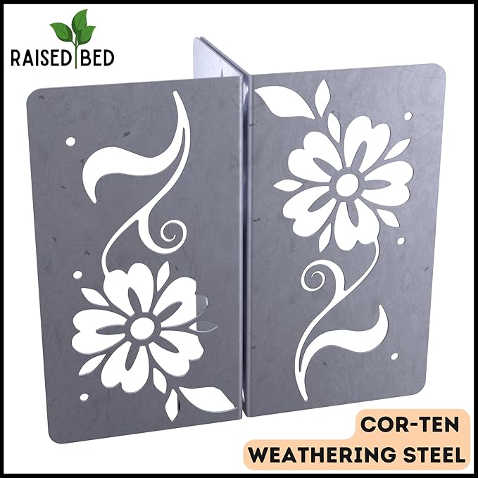 Starby COR-Ten DIY Botanical Raised Bed Garden Corner Brackets - Premium Heavy-Duty Weathering Steel -Set of Four 8” Lawn &amp Garden Designer Series