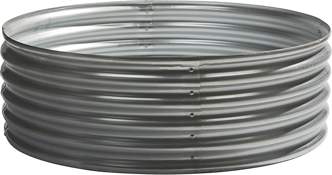 Galvanized Steel Round Raised Garden Bed — 4ft. x 12in
