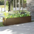 Planter Solid Pine Wood Fence Garden Retaining Wall Galvanized Steel Landscape Honey Brown 78.7 in x 19.7 in