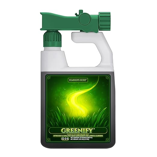 Humboldts Secret Greenify | 12-0-0 Nitrogen &amp 6% Iron Liquid Lawn Fertilizer | Concentrated Fertilizer Spray - Liquid Nitrogen Fertilizer - Chelated Iron Fertilizer Liquid Iron for Lawn | 32 oz
