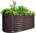 A ANLEOLIFE 30 Extra Tall Galvanized Raised Garden Beds Outdoor 6x3x2.5ft Oval Metal Planter Boxes for Planting Vegetables Flowers Fruits Eco-Safe &amp Easy Setup CaféBronze