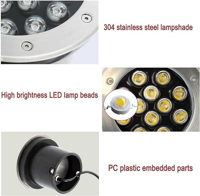 LED Underwater Landscape Lights - IP68 Waterproof Fountain Spotlights 12V DC Submersible Lighting for Pools &amp Gardens 12W &amp 18W Options Available (Blue)