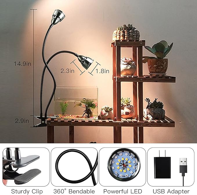 Grow Light for Indoor Plants Growing Juhefa Gooseneck Clip-on Plant Lamp for Seedlings Succulents Seed Starting3 Modes &amp 10-Level Brightness with Timer 3 9 12 Hrs