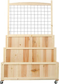 3-Tiers Raised Garden Bed with Trellis 53 H Vertical Planter Box with Wheels &amp Back Storage Area for Flowers Vegetables Herbs Natural