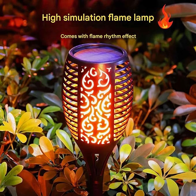 Solar Garden Stake Light –Flame Torch Lamp Weatherproo for Outdoor Pathway Lighting No Wires Required with Automatic Night Activation(Warm Light6PCS (1.2V))