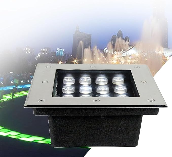 LED Landscape Lights - Square Buried Garden Lamp DC12V Outdoor Recessed LED Light IP67 Waterproof Spotlight Led Beam Light for Outdoor Stair Step Deck Driveway Decorative(Green24W)