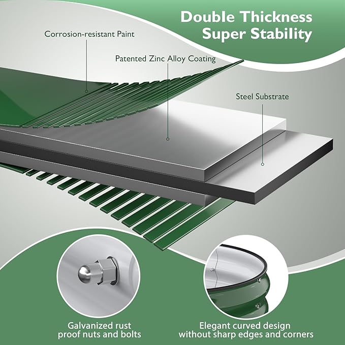 8x2x1.5 ft Galvanized Steel Raised Garden Bed Raised Garden Bed Kit Galvanized Planter Box Outdoor 18 Tall Oval Large Metal Raised Bed for Gardening Vegetables Flower Herb (Moss Green)