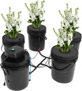 Hydroponics Grow System Kit Deep Water Culture Growing Bucket 5 Gallon Recirculating Drip Garden System with Pump 12W Air Pump 4 Buckets