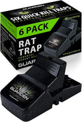Rat Trap Six Pack - Indoor and Outdoor Traps for Mice Voles Rats Chipmunks - Easy to Set Powerful Snap Quick Kill - by Guarden