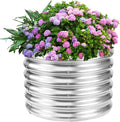 17 Tall Round Outdoor Garden Raised Garden Bed Kits-0.8MM Thick Metal Raised Planter Bed/Ground Planter Box for Variety of FlowersHerbsVegetablesTrees (Silver 24 Dia X 16.5 inches)