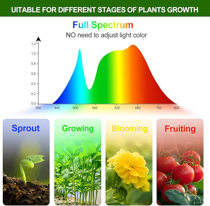 4Head Strong Clip Grow Lights for Indoor Plants Seed Starting Bonsai 4/8/12/16/20H Timer 36 Watt Power Draw NO Need Adapter Bright and Big Coverage Best Gift for Plants Lover