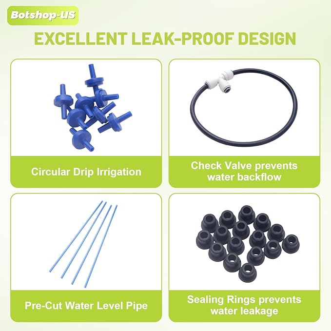 DWC Hydroponics Grow System with Top Drip Kit 5-Gallon 4 Buckets Deep Water Culture Recirculating Drip Garden System with Air Pump Hose Air Stone (4 Buckets + Top Drip Kit)