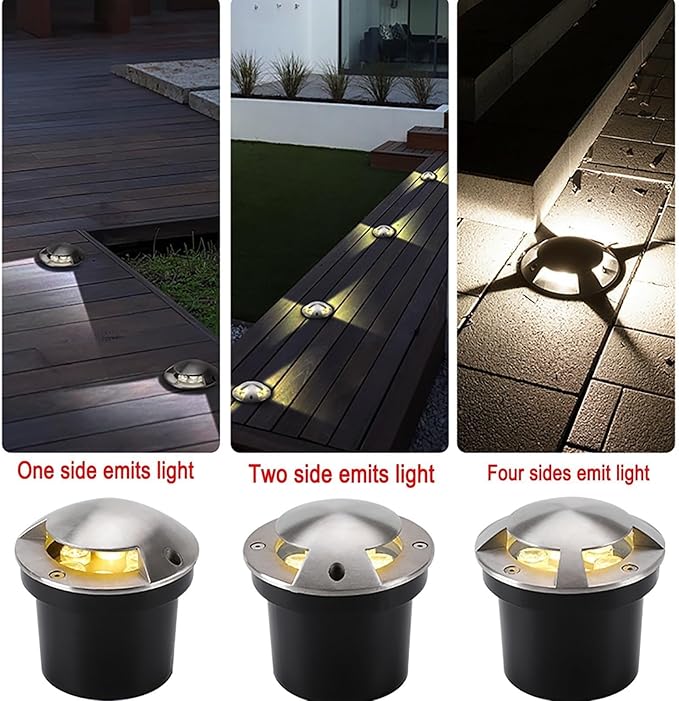 Underground Light LED - Outdoor Lighting Landscape Lights Single/Double/Quadruple Side Recessed Spotlights IP67 Waterproof Garden Ground Lights Easy to Install Pavement Lighting Sta