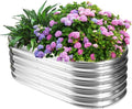 17 Tall Outdoor Garden Raised Garden Bed Kits 4ft X 2ft Oval0.8MM Thick Metal Raised Planter Bed/Ground Planter Box for Variety of FlowersHerbsVegetables (Silver 48X24X16.5 Inches)