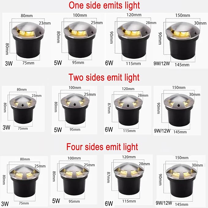 Outdoor Landscape Lamp - LED Buried Lights Warm White AC 110V Recessed Lighting Spotlight IP67 Waterproof Garden Decoration Ground Light for Driveway Sidewalk Garden Easy to Install