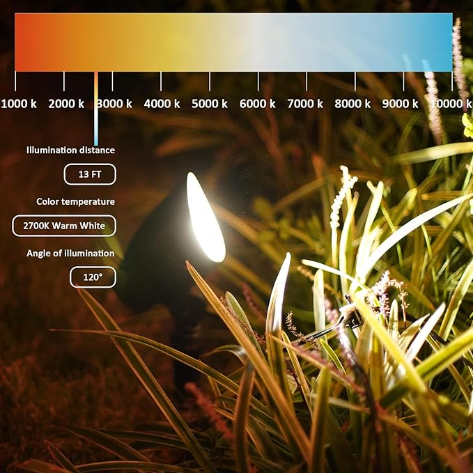 12V Low Voltage Landscape Lights 8-Pack with 50W MR16 Halogen Bulbs 380 Lumen 3000K Warm White Spotlights Outdoor Yard Lighting with Connectors &amp Stakes (11.0 Watts)