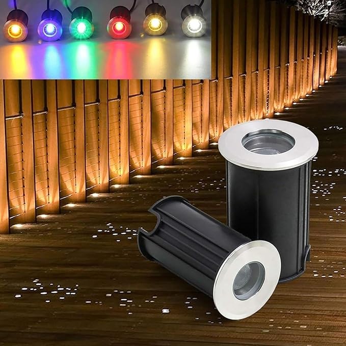 Outdoor Buried LED Landscape Lights - 12V Waterproof Mini Lights for Pools Fountains and Ponds (Warm Light Green Light 1W)