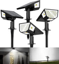 4 Pack Solar Spot Lights - Super Bright 4 Sides Illuminants 300° Angle IP65 Waterproof Outdoor Garden Landscape Lights (Cool White)