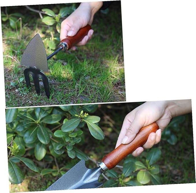 NUOBESTY 4pcs Thickened Mini Iron Shovel Garden Tool Set with Handles Planting and Weeding Spade Kit for Seedling Transplanting and Cultivating Lightweight Gardening Gifts for Garden Lovers