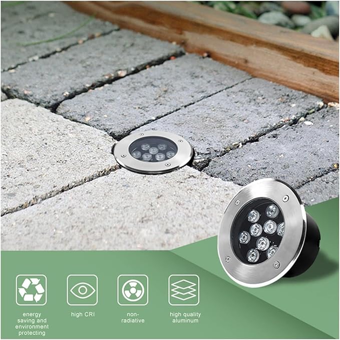 In-Ground Garden Light - Recessed Outdoor LED Spotlight Outdoor LED Floodlight IP67 Waterproof Recessed Ground LED Spotlights for Garden Construction Site Lighting(Red24W(85-265v))