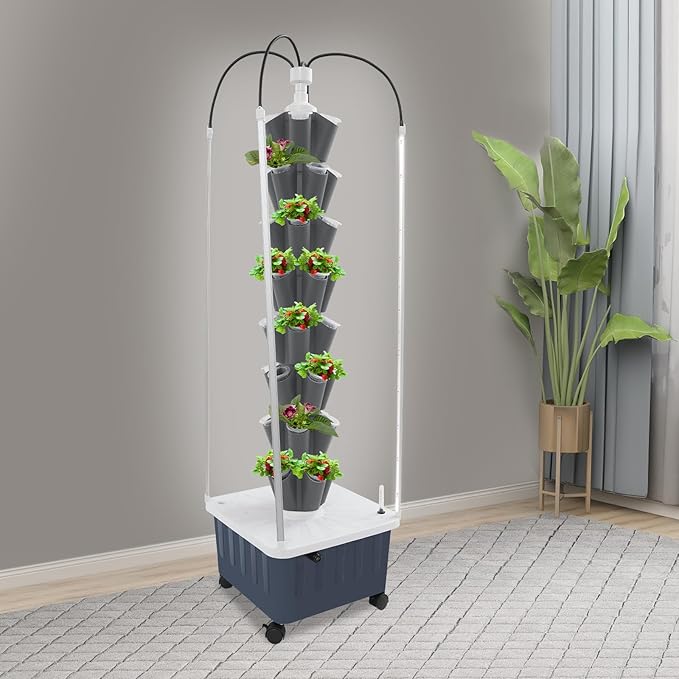 Hydroponics Growing System Indoor Garden 40Pods Herb Garden Kit Indoor with LED Grow Light Fresh Herbs Vegetables Hydroponic Planter for Home Kitchen Office (Gray)