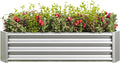 Raised Garden Bed kit 4 * 2 * 1ft Outdoor Raised Beds for Gardening Galvanized Raised Planter Box Suitable for Home Garden Patio Planting Vegetables Flowers and Herb Fruits (Silver)