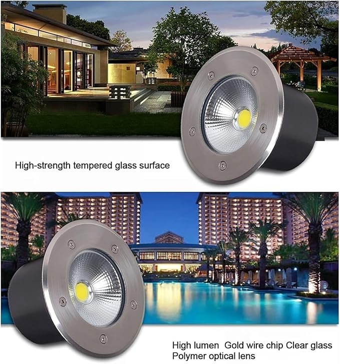 Underground Light LED - Outdoor Landscape Lights AC 110-265V COB Integrated Light Source Spot Lights IP67 Waterproof Recessedround Ground Light for Garden LiBlue-5W