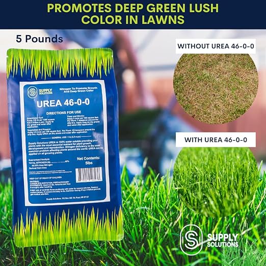 Supply Solutions Urea 46-0-0 Nitrogen Fertilizer to Stimulate Lush Growth and Deep Green Color - Plant Food Plant Fertilizer for Plants Lawn Garden - Bloom Booster for Flowers Fruits (5lbs)