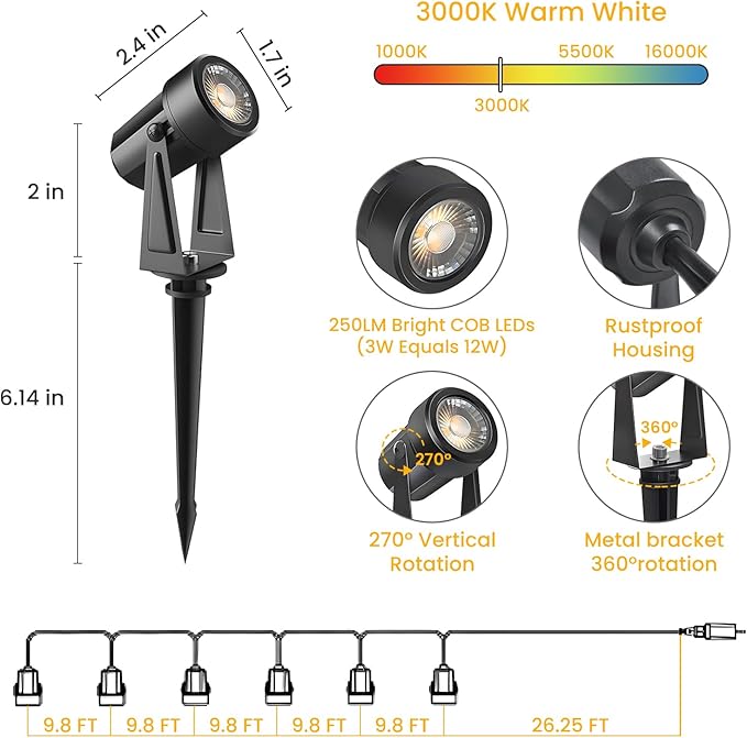 Svater 6 Pack Low Voltage Landscape Lighting Outdoor + Outdoor Led String Lights 36 FT