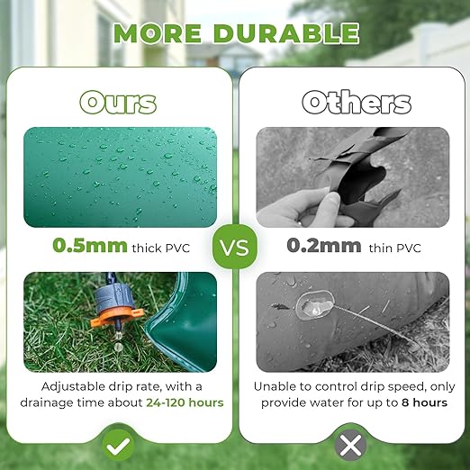 HIRALIY 20 Gallon Tree Watering Bag 4 Pack Watering Ring Slow Release 1-5 Days Deep Root &amp Automatic Drip Irrigation System for Multi-Trunk Newly Planted Small Trees and Shrubs