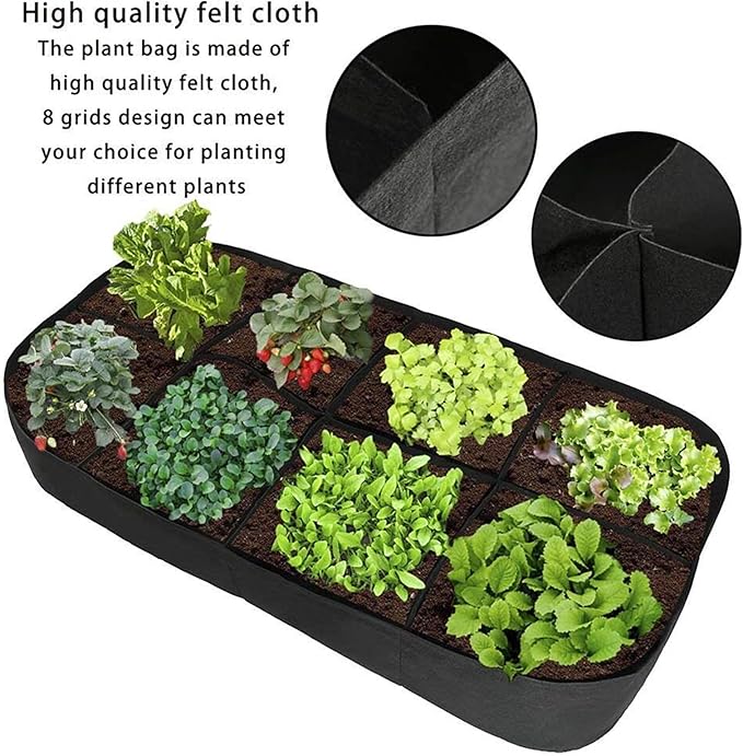 hatleues 2Pcs Rectangle Plant Grow Bags Fabric Raised Garden Bed for VegetableOutdoor Gardening Container Breatheable Cloth Raised Planters for Indoor and Outdoor 2pcs Small