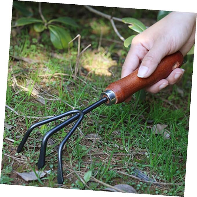 Garden Tool Set 4pcs Mini Trowel Hand Rake and Narrow Shovel for Digging and Planting Metal Gardening Tools with Extended Handles for Flower Pots and Vegetable Beds