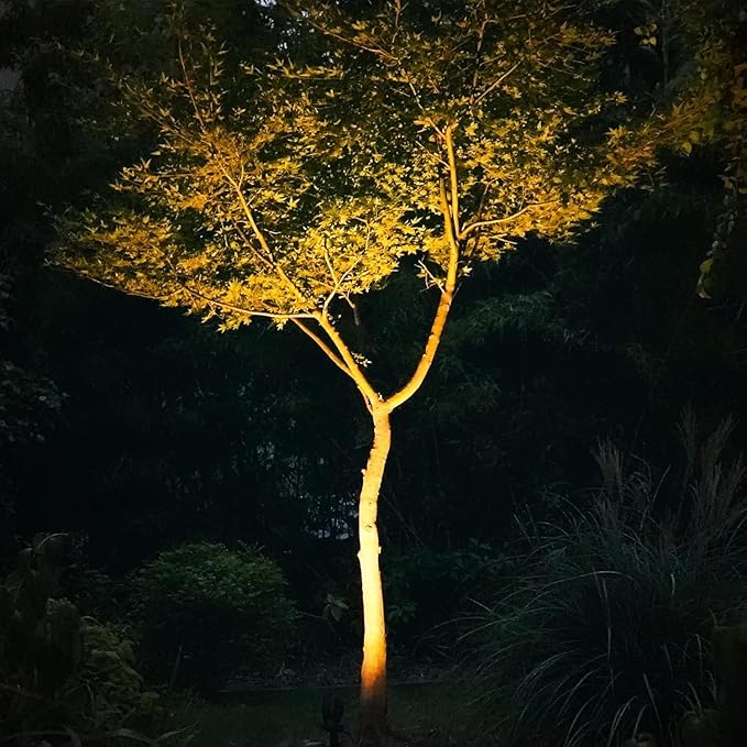 VENUS MANUFACTURING Low Voltage Landscape Spot Light Landscape Lighting Kits 380 Lumen Waterproof 50W Halogen Outdoor Spotlights 12V 3000K Warm White Metal Tree Lights for Garden &amp Yard