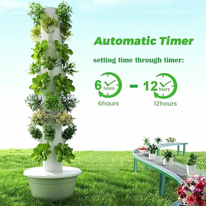 Vertical Hydroponic Grow Tower Aeroponic Tower Auto Water Circulate Hydroponics Tower Outdoor hydroponic System Towers for Gardening LoverVegetables-