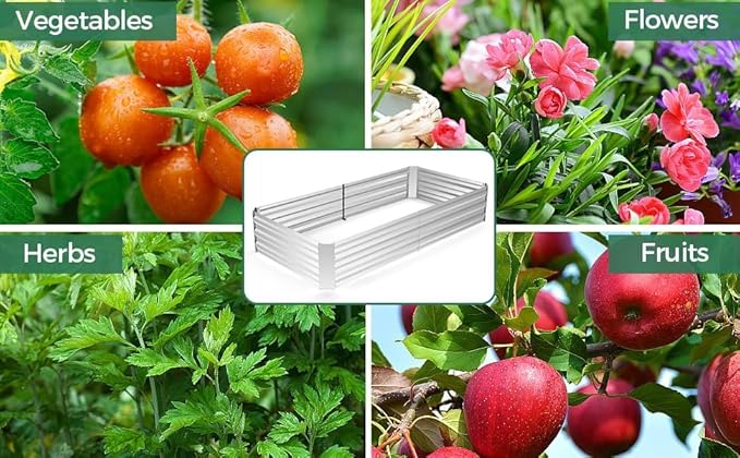 6x3x3ft Galvanized Raised Garden Bed with Cover Extra-Thick Metal Planter Box Kit w/ 2 Roll-Up Large Screen Windows Mini Greenhouse &amp1 Pair of Gloves for Growing Vegetables Fruits Flower Clear