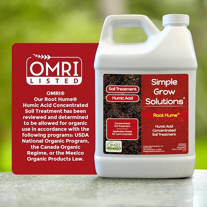Root Hume- Simple Grow Solutions - Concentrated Humic - Liquid Carbon - Simple Grow Solutions- Natural Lawn &amp Garden Treatment - Plant Food Enhancer- Turf Grass Soil Conditioner (64 Ounce)