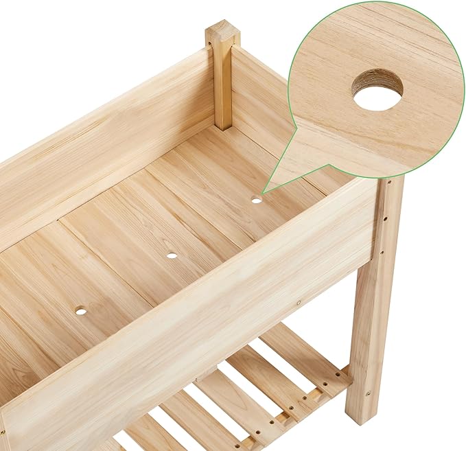 Topeakmart Raised Garden Bed Elevated 2 Tiers Wood Planting Bed Above Ground Planter Box for Vegetables Flowers Herbs Yard Outdoor 34x18x30in 2pcs