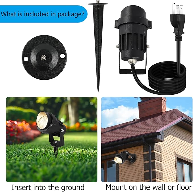 Outdoor Landscape Lights 7W 700LM110V 120V LED Spot LightsWaterproof Landscape Spotlights3CCT Selectable US-3 Plug in Tree UplightsMount Wall Lamp Spiked Stand for Yard PathwayPack of 8